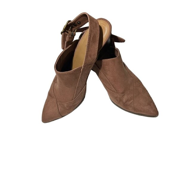 Qupid Nava Women's Slingback Pointed Toe Western Mules Brown Mocha Mauve Size 8 - Picture 10 of 16